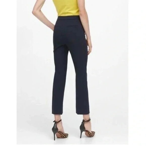 Banana Republic Pants High Rise  Crop Flare Leg Trousers Navy Blue Size 0 NWT - Picture 2 of 16